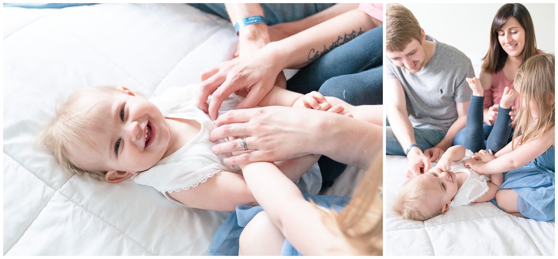 Tickling on the bed - Lifestyle Family Session