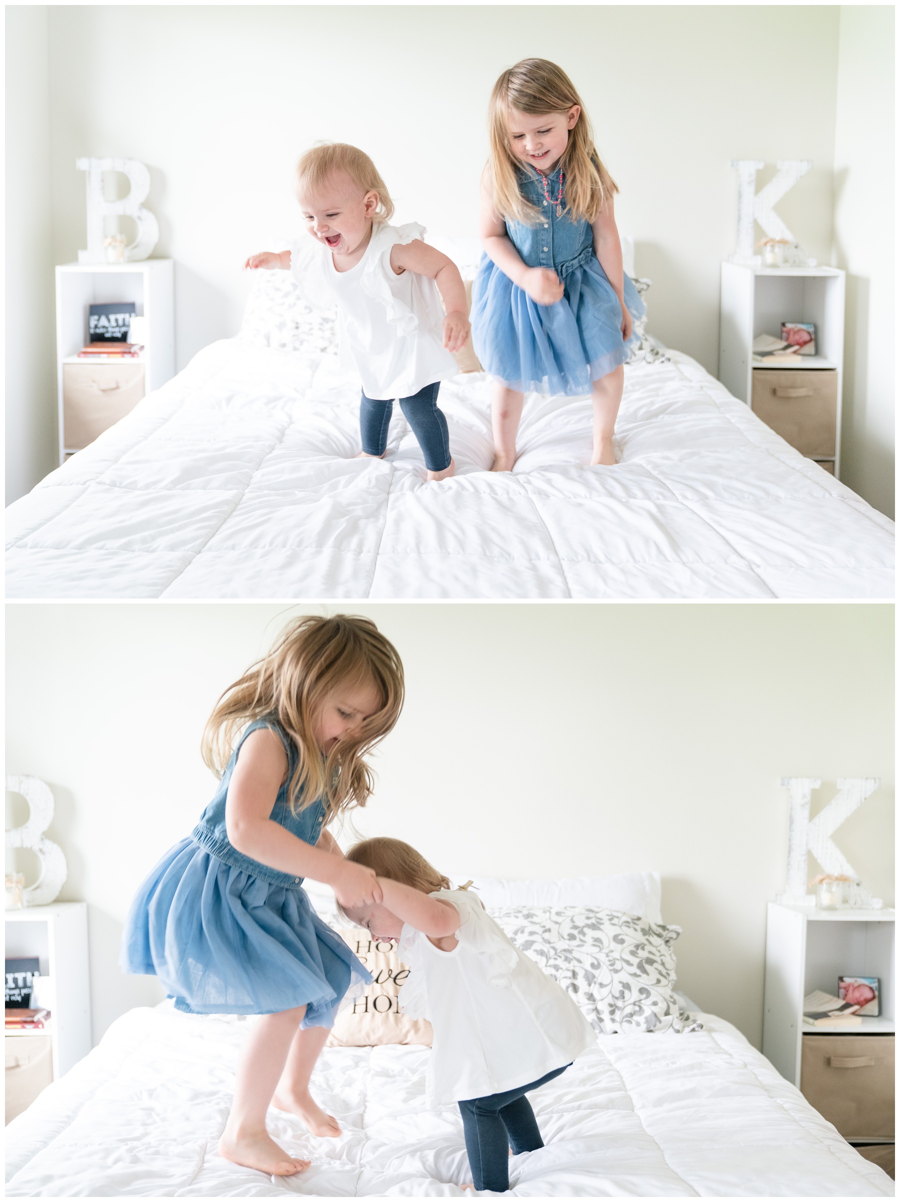Lifestyle Family Session - Girls jumping on the bed