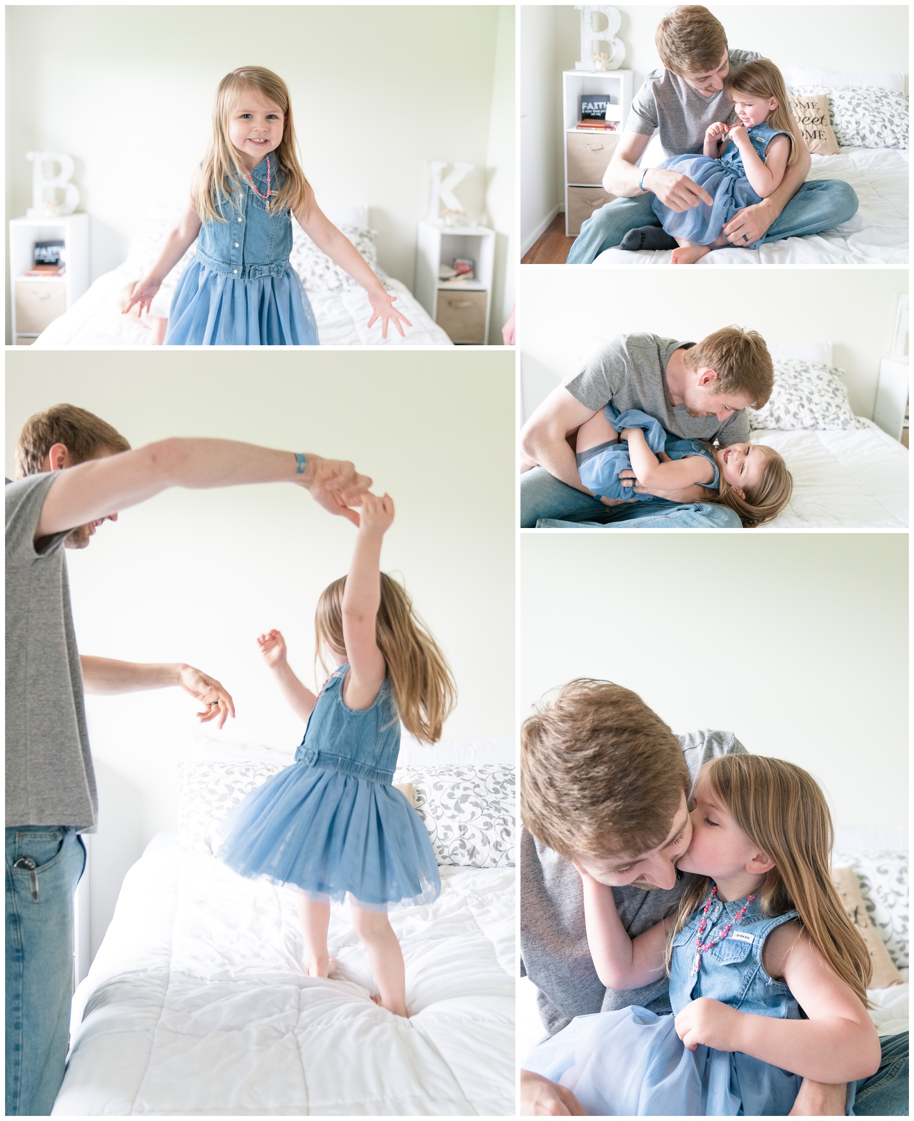 daddy and daughter on bed - Lifestyle Family Session
