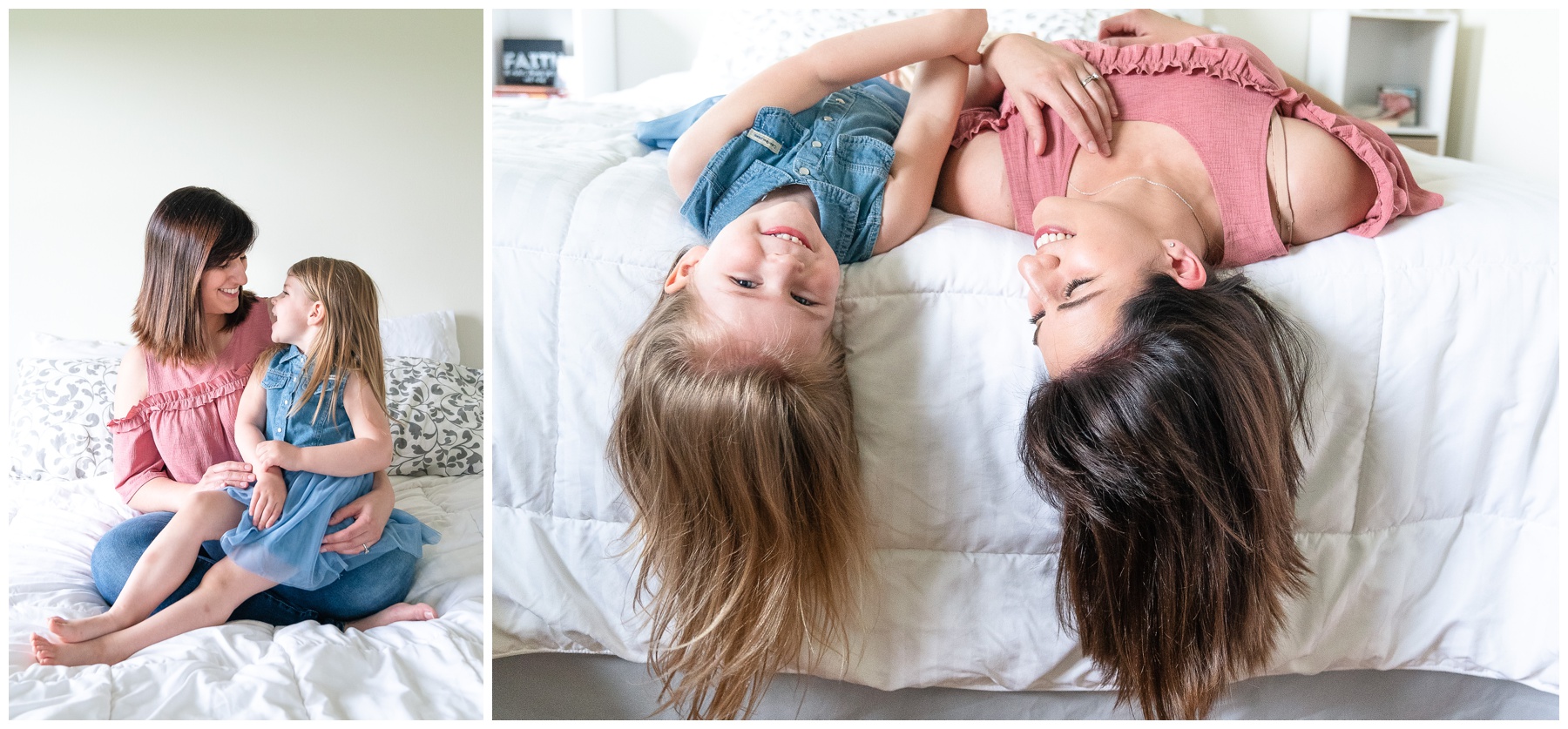 mommy and daughter on bed- Lifestyle Family Session