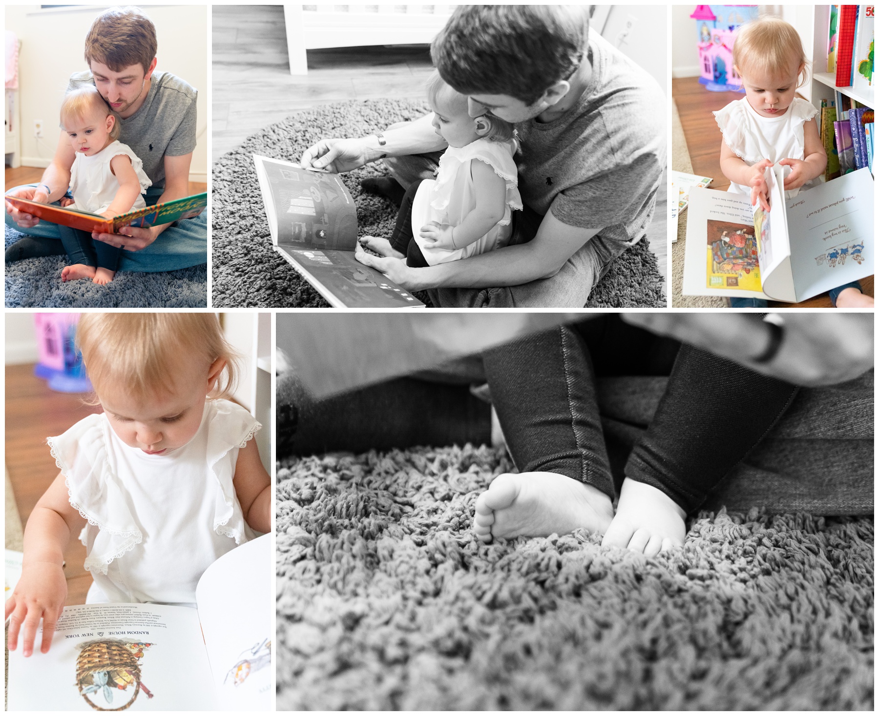 Dad reading baby book- Lifestyle Family Session