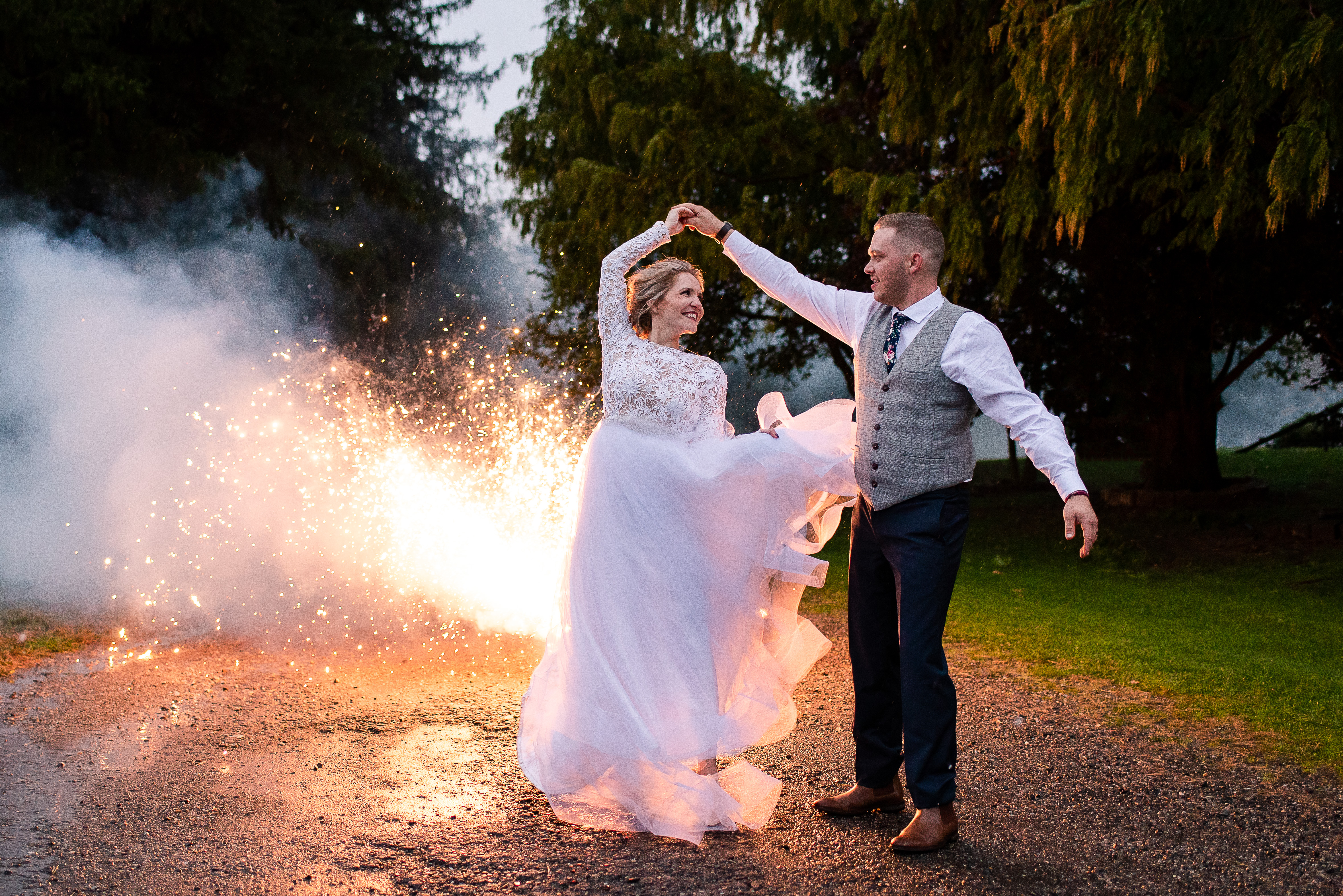 Bride and Groom Fireworks