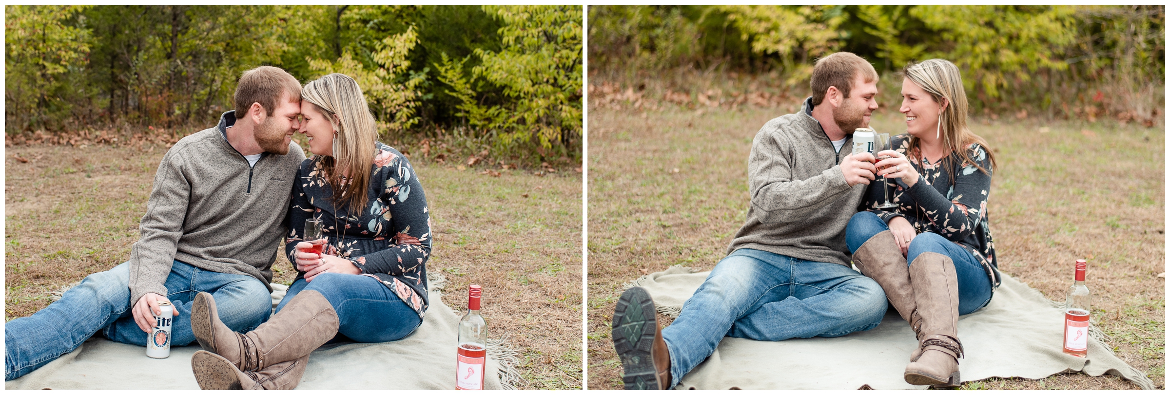 Beer and wine engagement photos