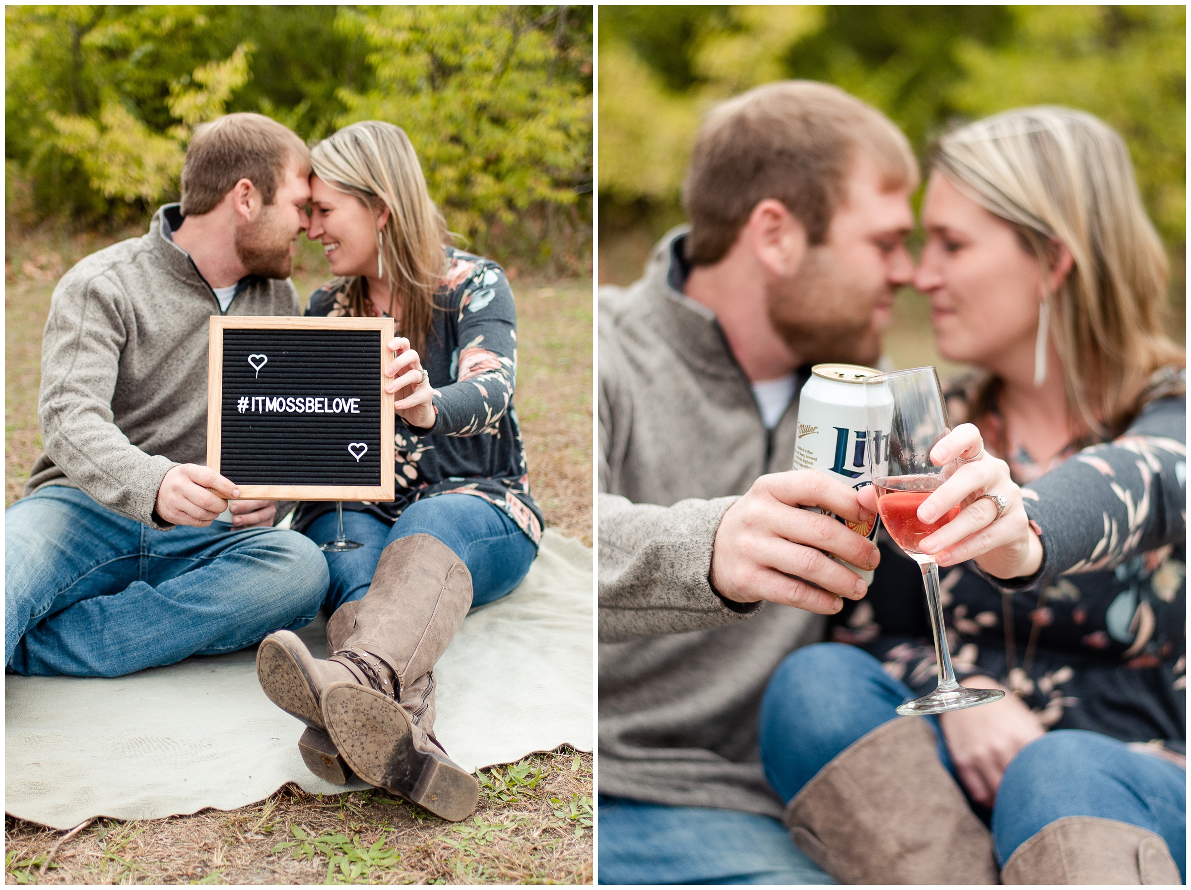 Beer and wine engagement session