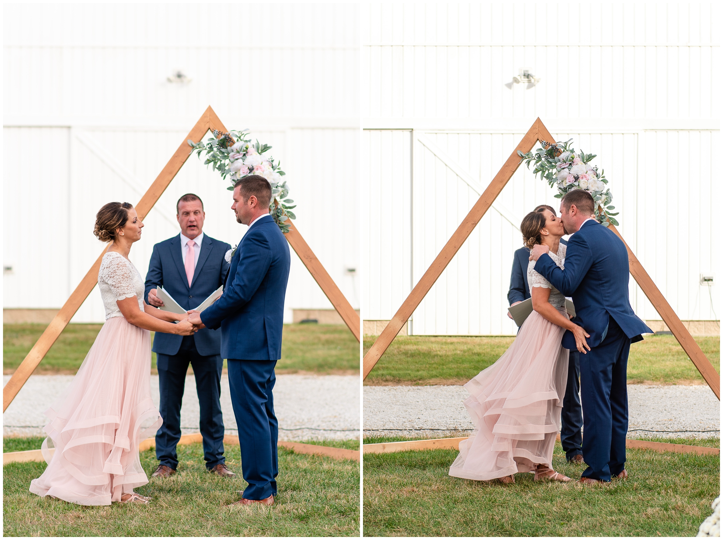 Bride and Groom Kiss The Gathering Barn