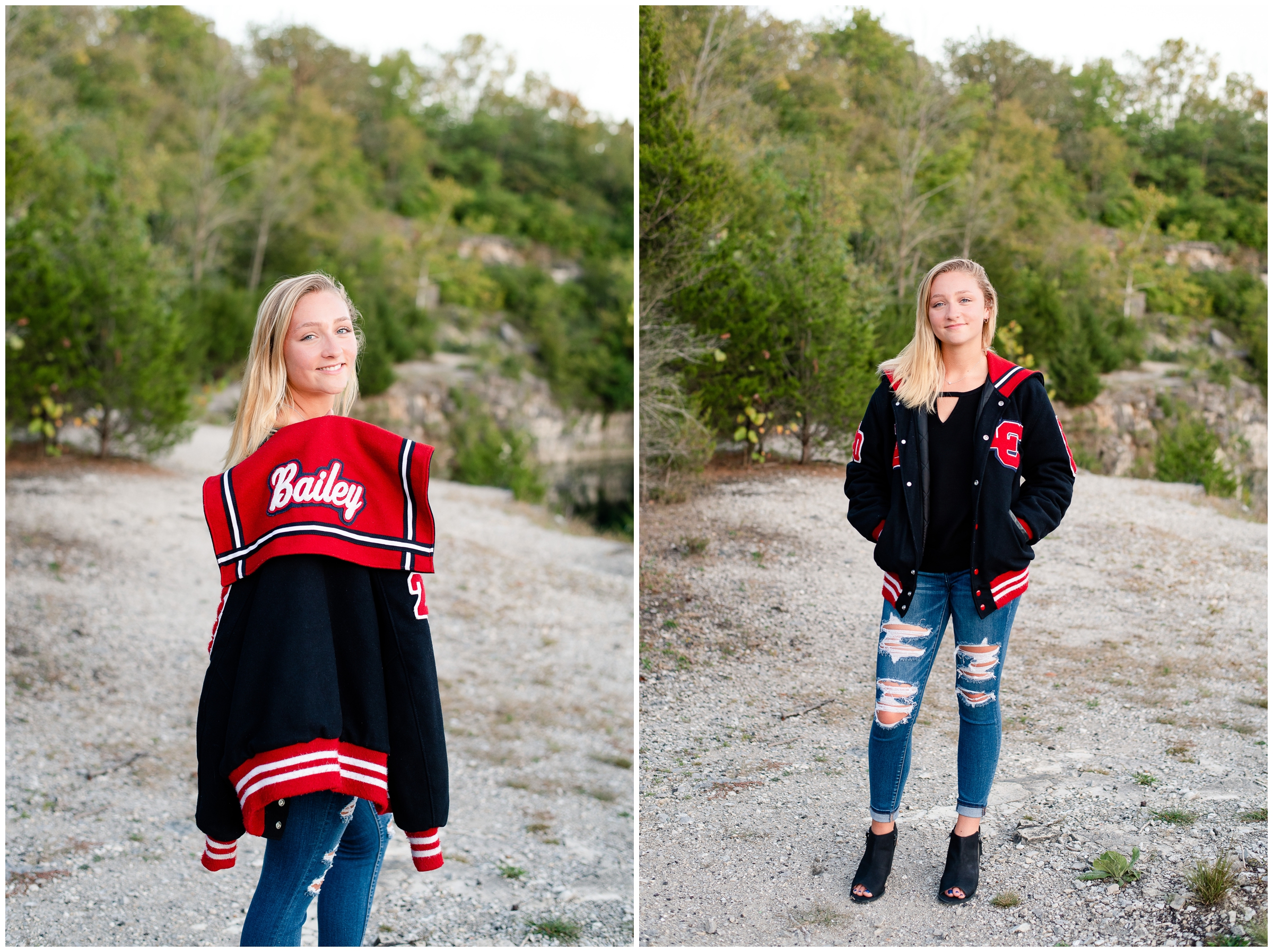 Senior Photos with letterman jacket, France Park, IN