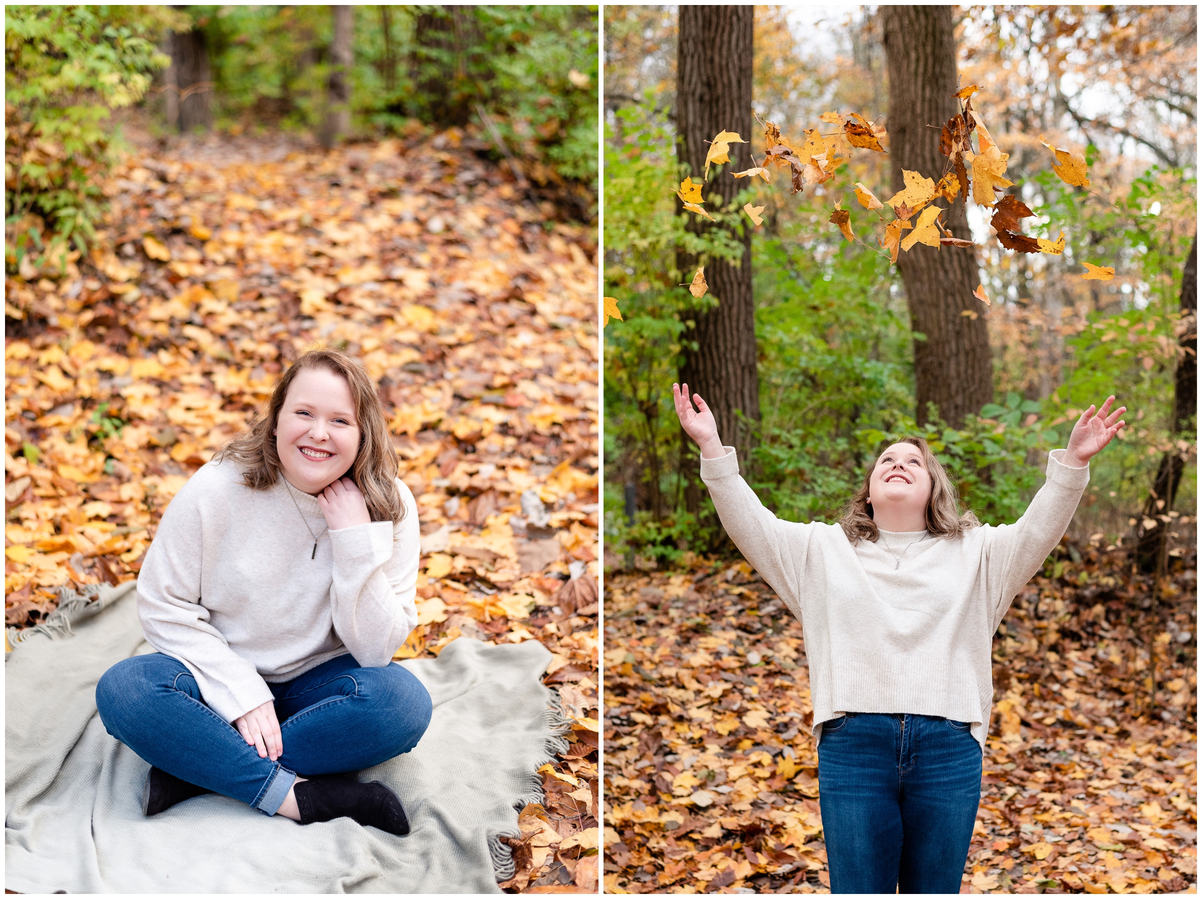 Senior Photos with Fall Leaves