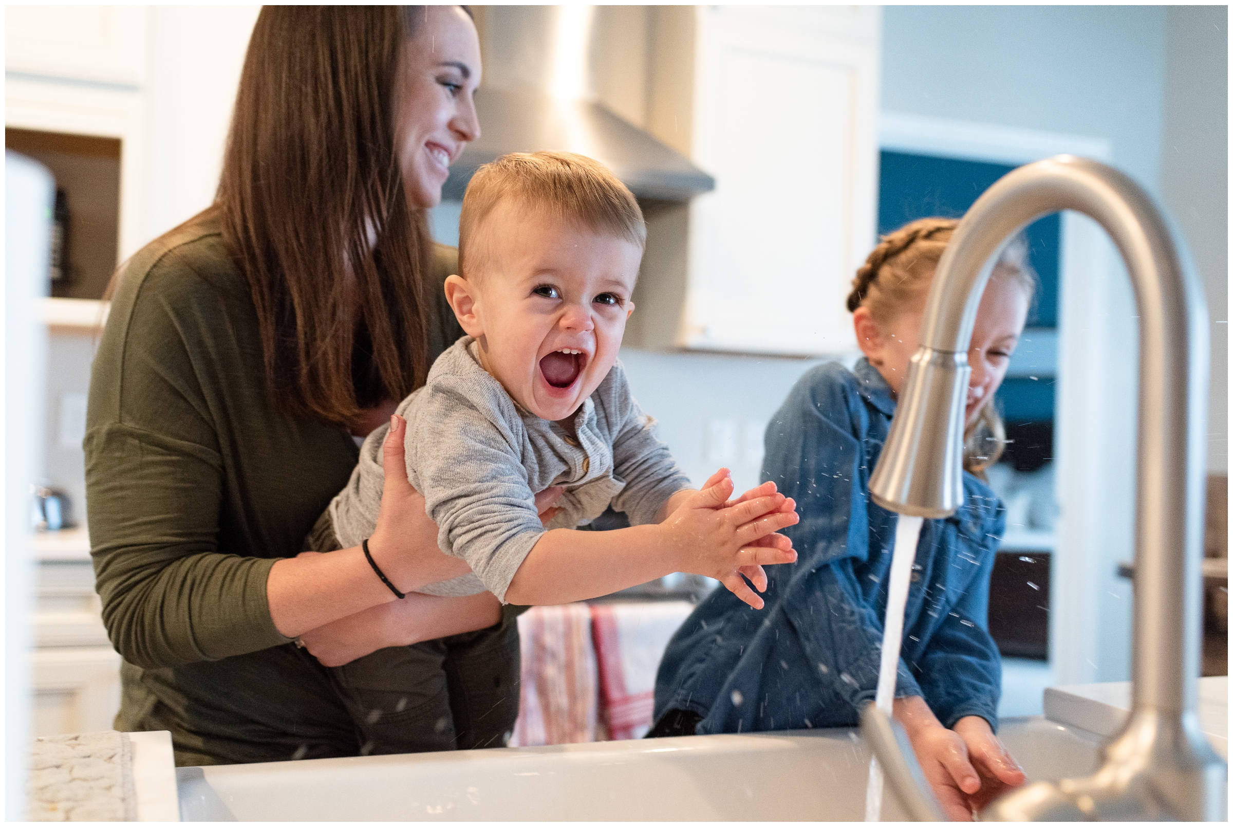 Washing Hands in the sink - Indiana Documentary Family Photographer