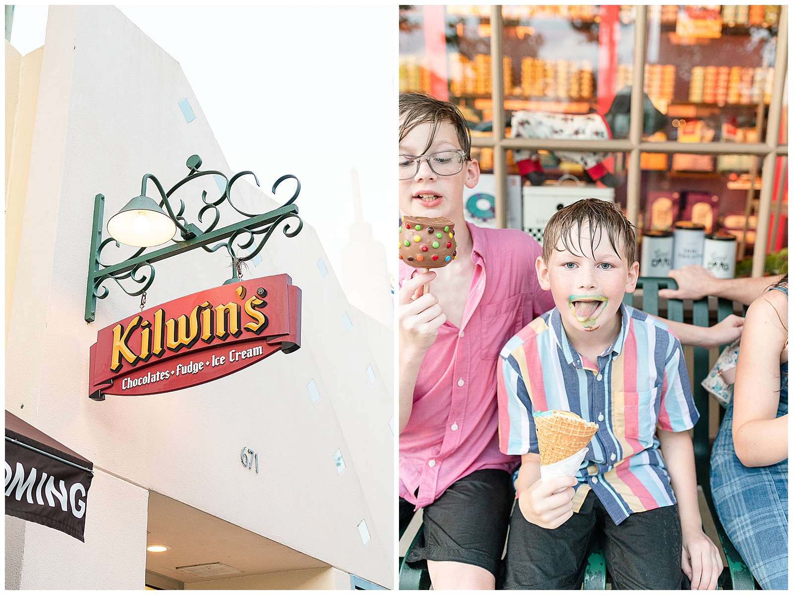 Ice cream at Kilwins after Fun family photos in Celebration, FL