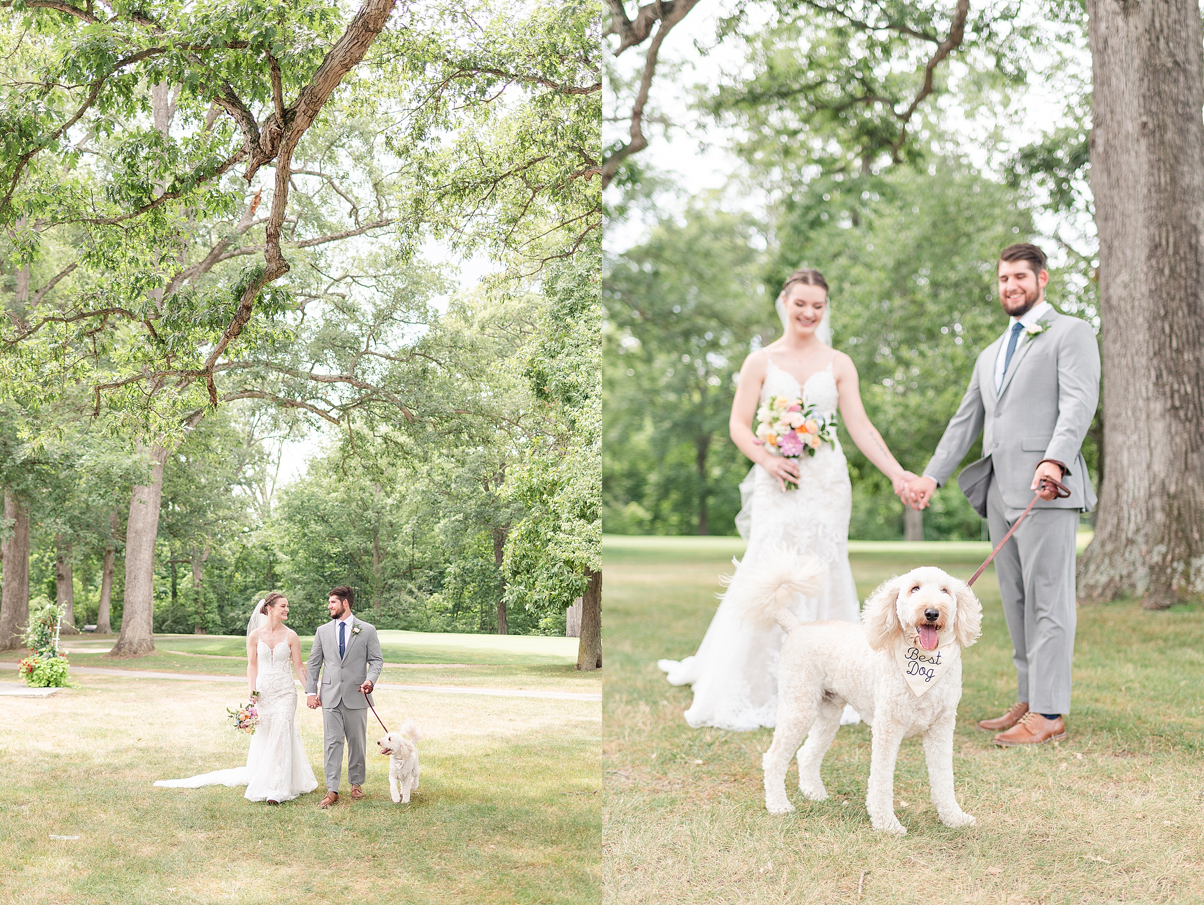 Bride and Groom with Dog | Anderson Country Club Wedding, Indiana