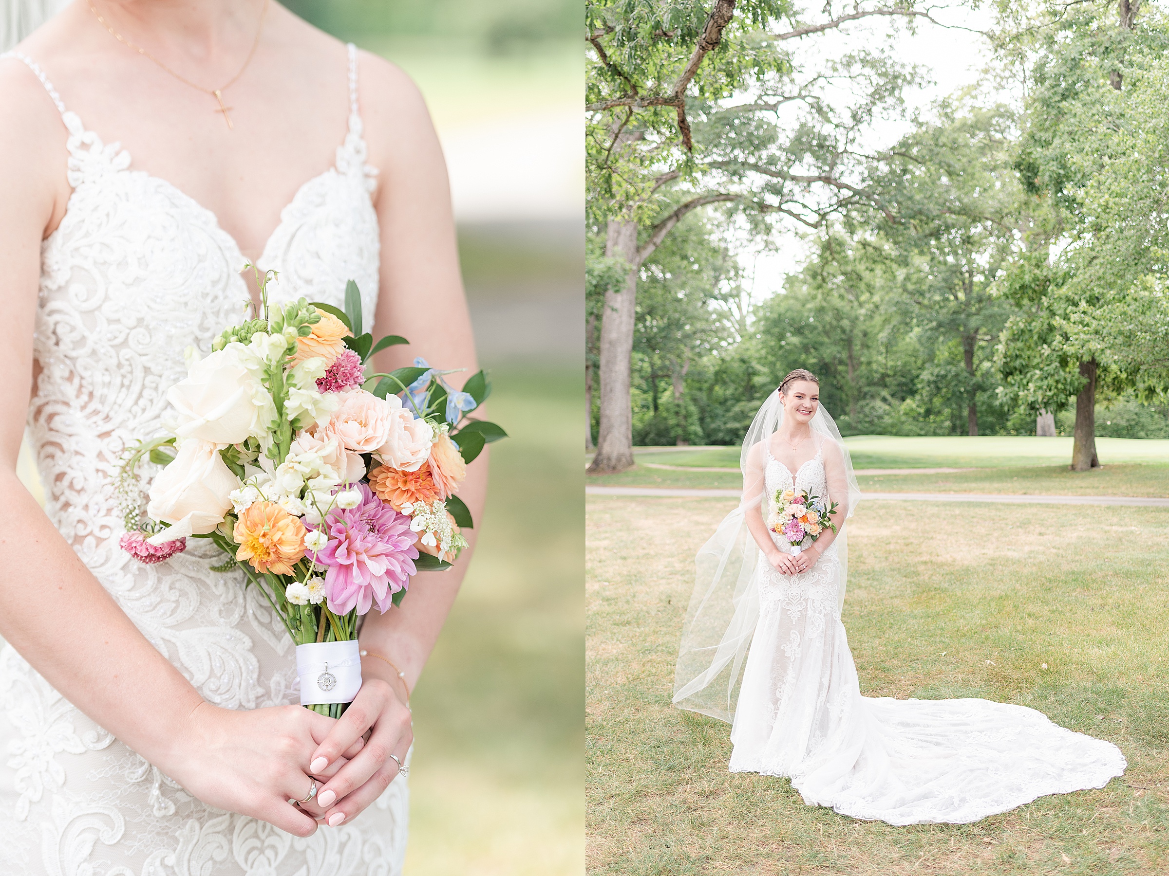 Bride Portraits holding Flowers | Anderson Country Club Wedding, Indiana