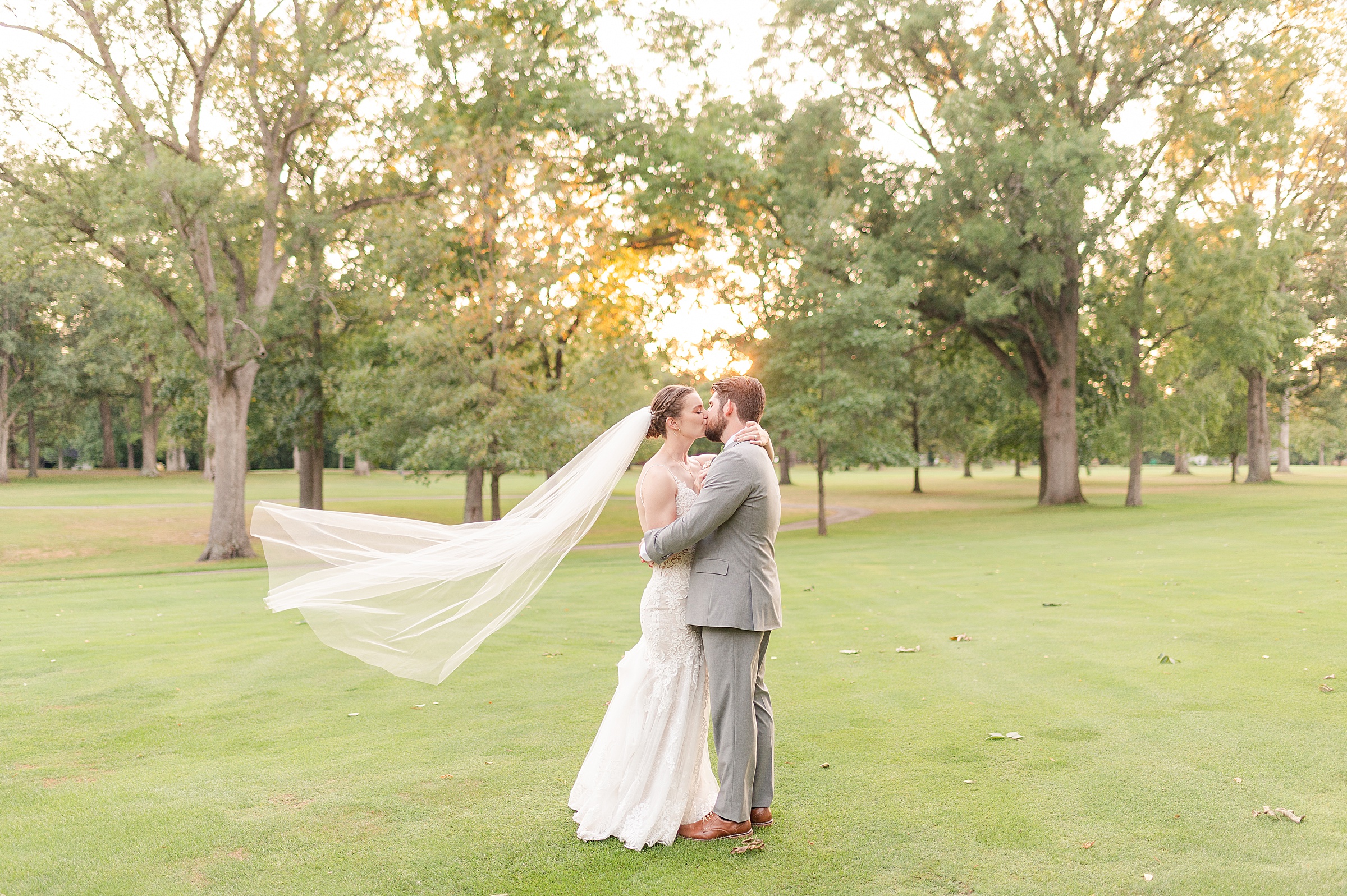 Bride and Groom Sunset Portraits | Anderson Country Club Wedding, Indiana