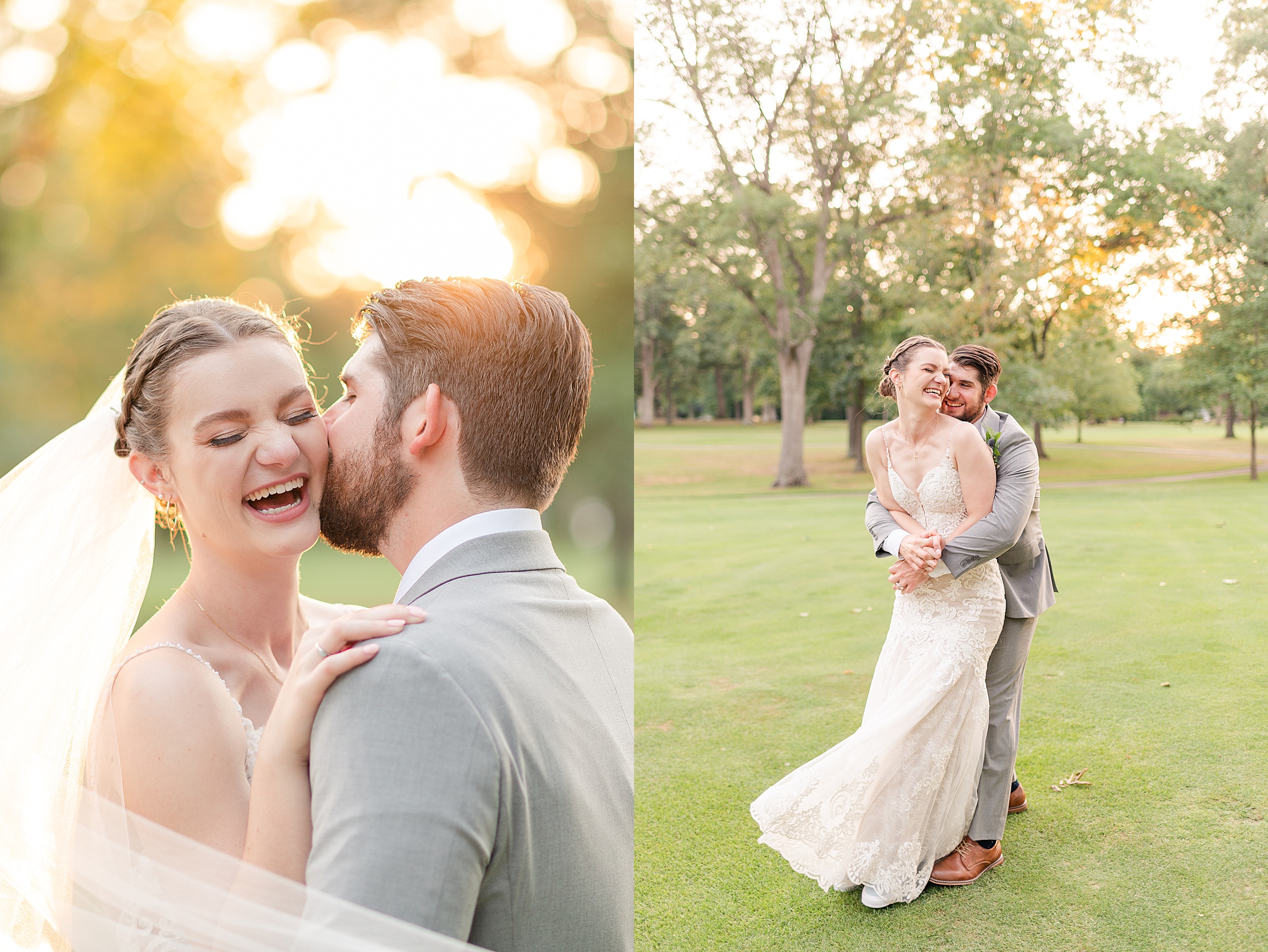 Bride and Groom Sunset Portraits | Anderson Country Club Wedding, Indiana