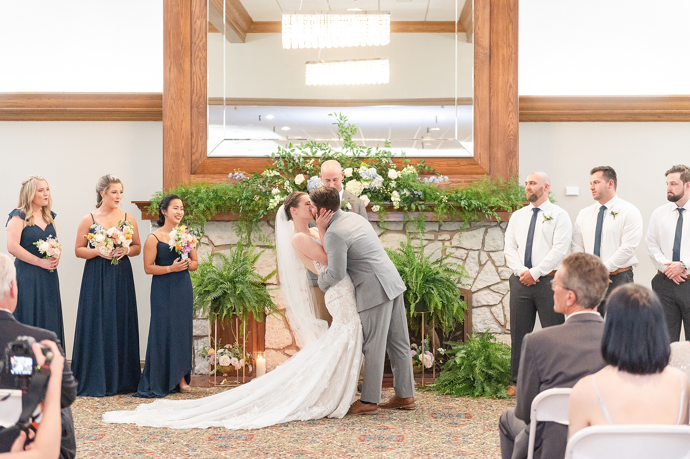 First Kiss | Anderson Country Club Wedding, Indiana