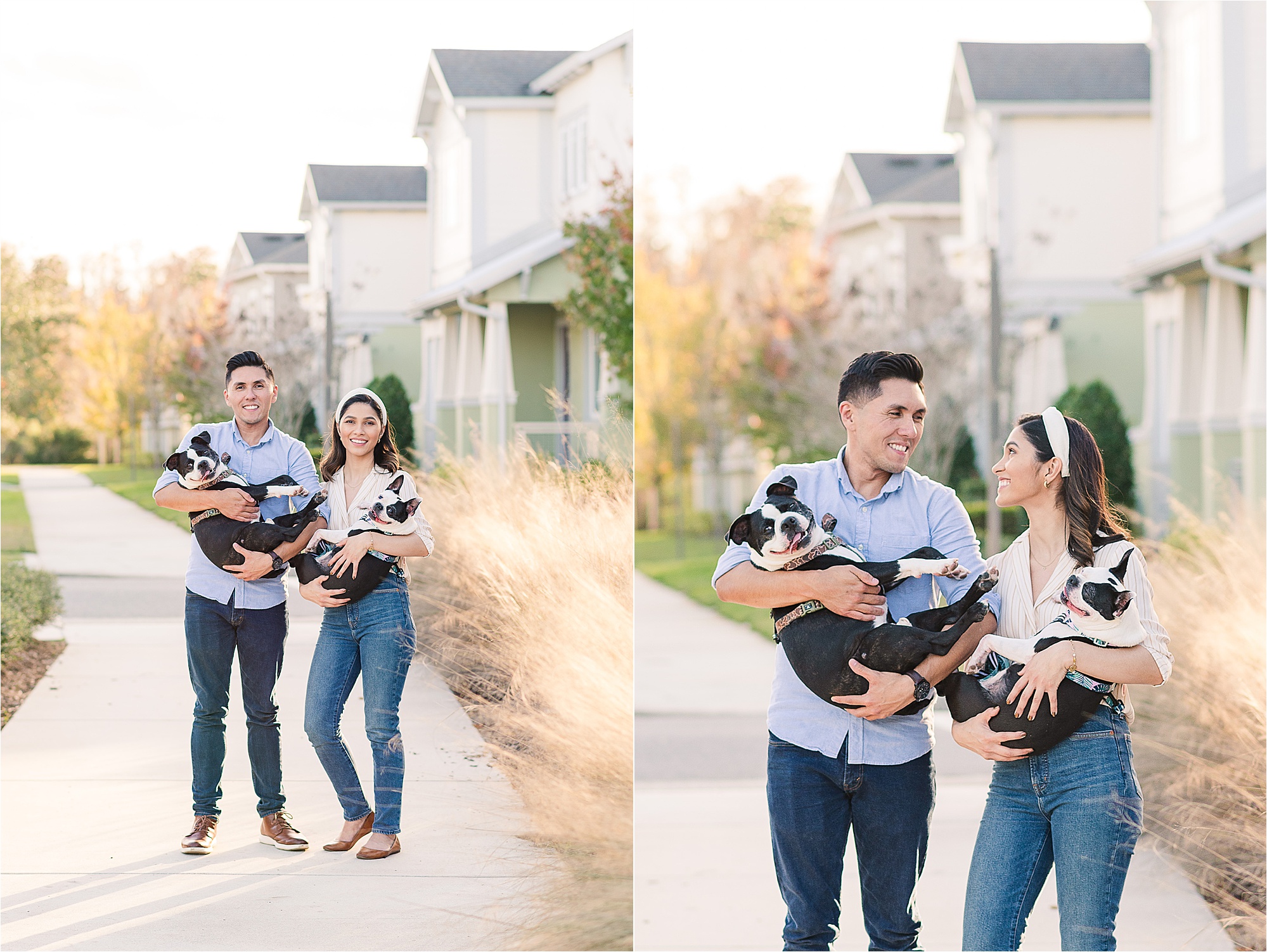 Couple portraits with dogs in Lake Nona, FL