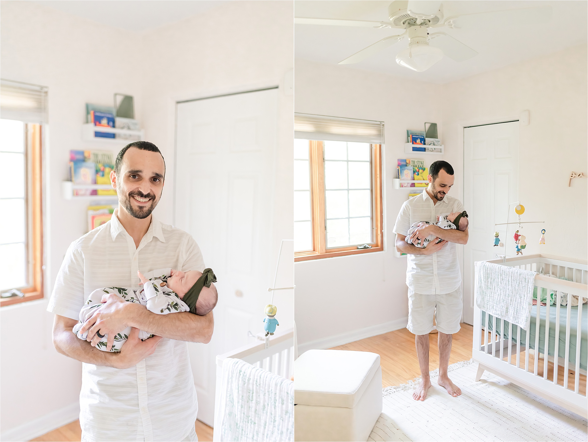 Dad holding his baby girl | Lifestyle Newborn Photography