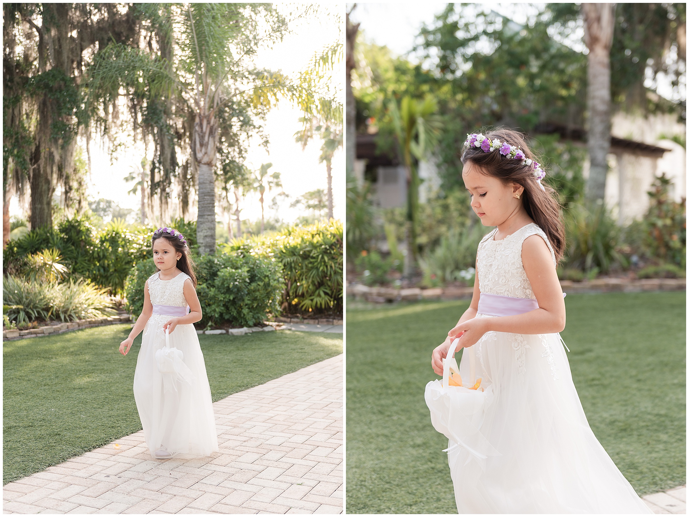 Flower girl walking down the aisle at a Paradise Cove Wedding in Orlando, FL