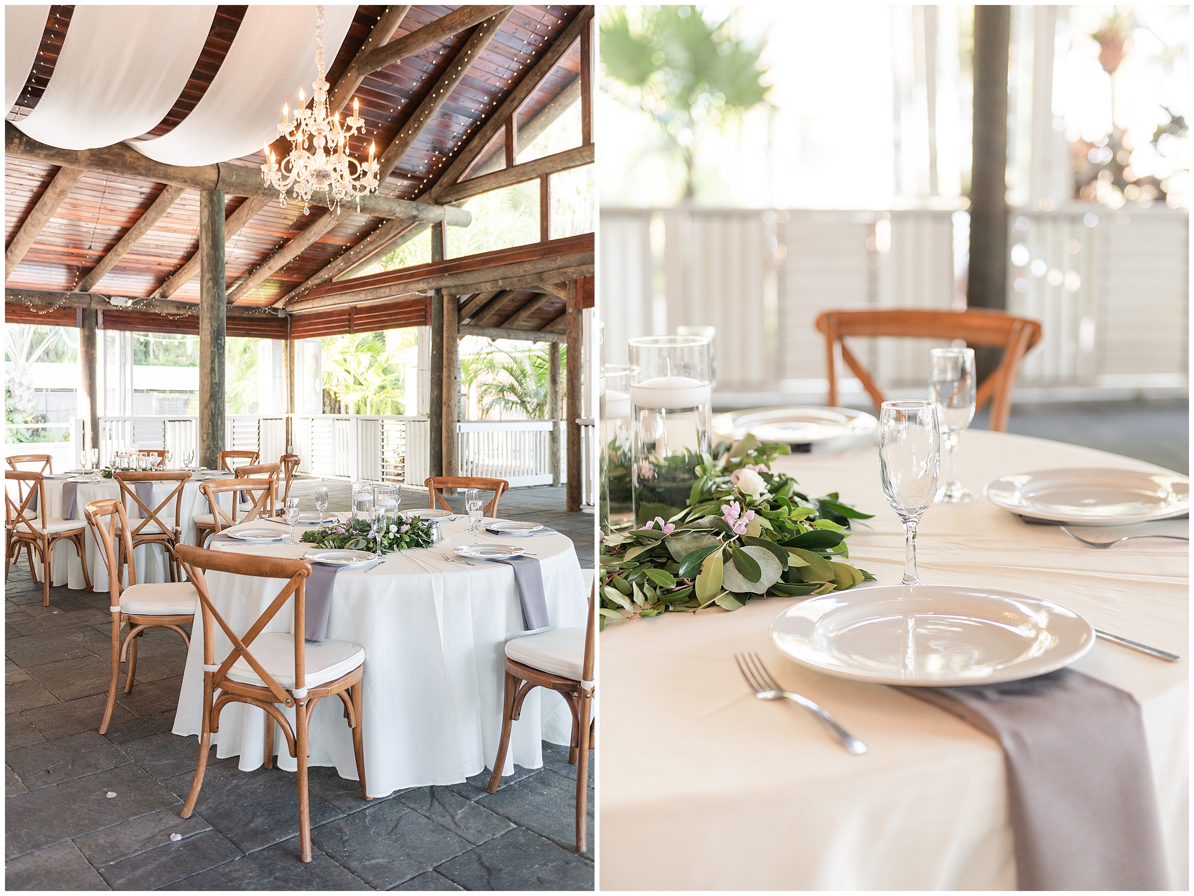 Reception tables at a Paradise Cove Wedding in Orlando, FL