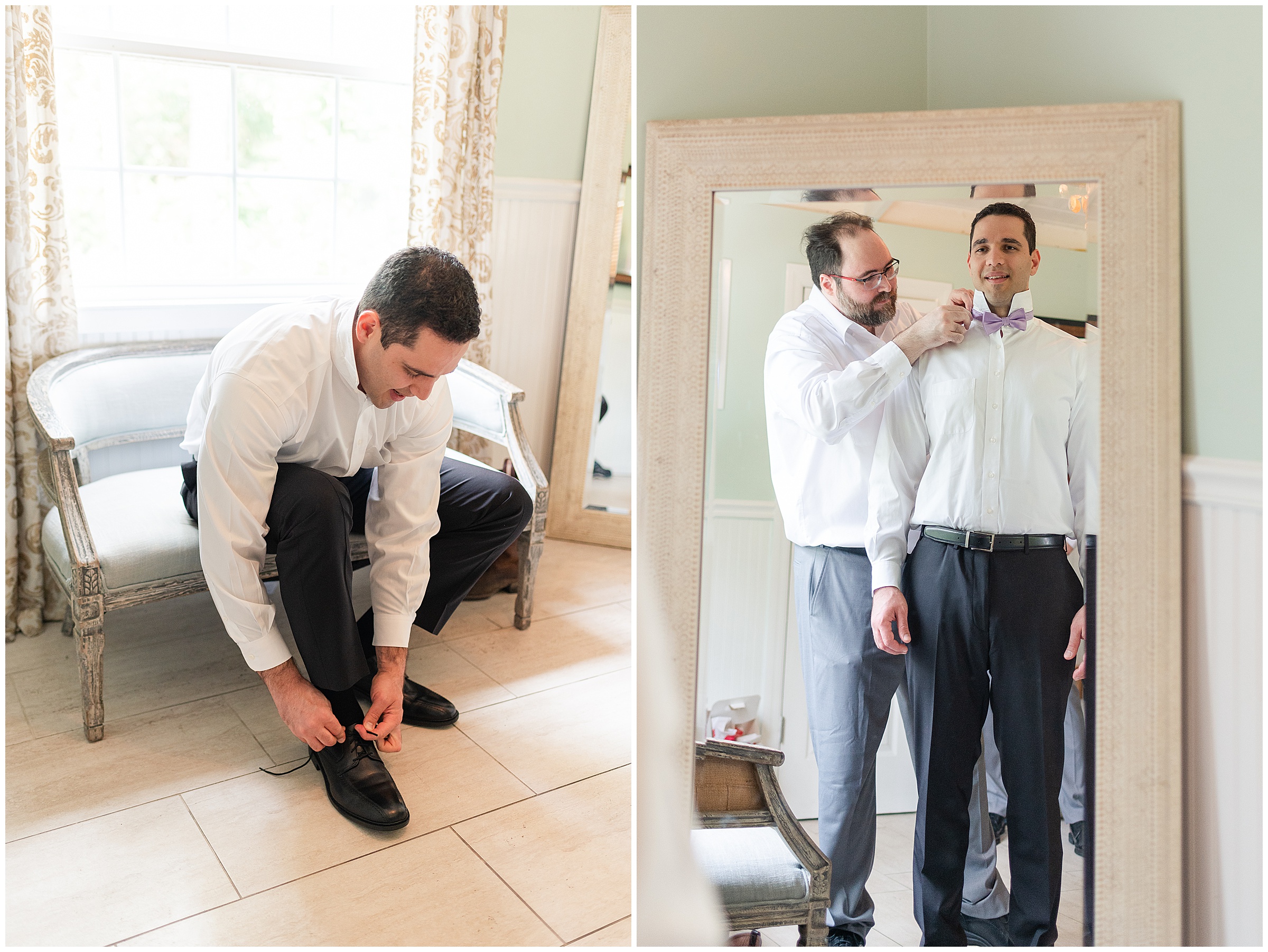 Groom getting ready in groom's suite at a Paradise Cove Wedding in Orlando, FL