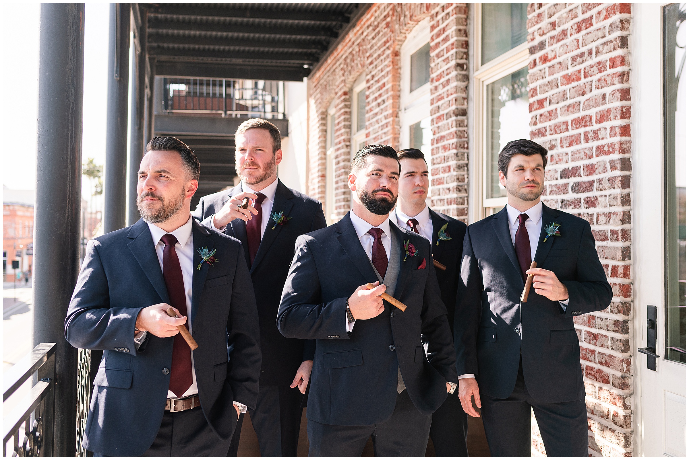 Hotel Haya Wedding Groom and groomsmen with cigars
