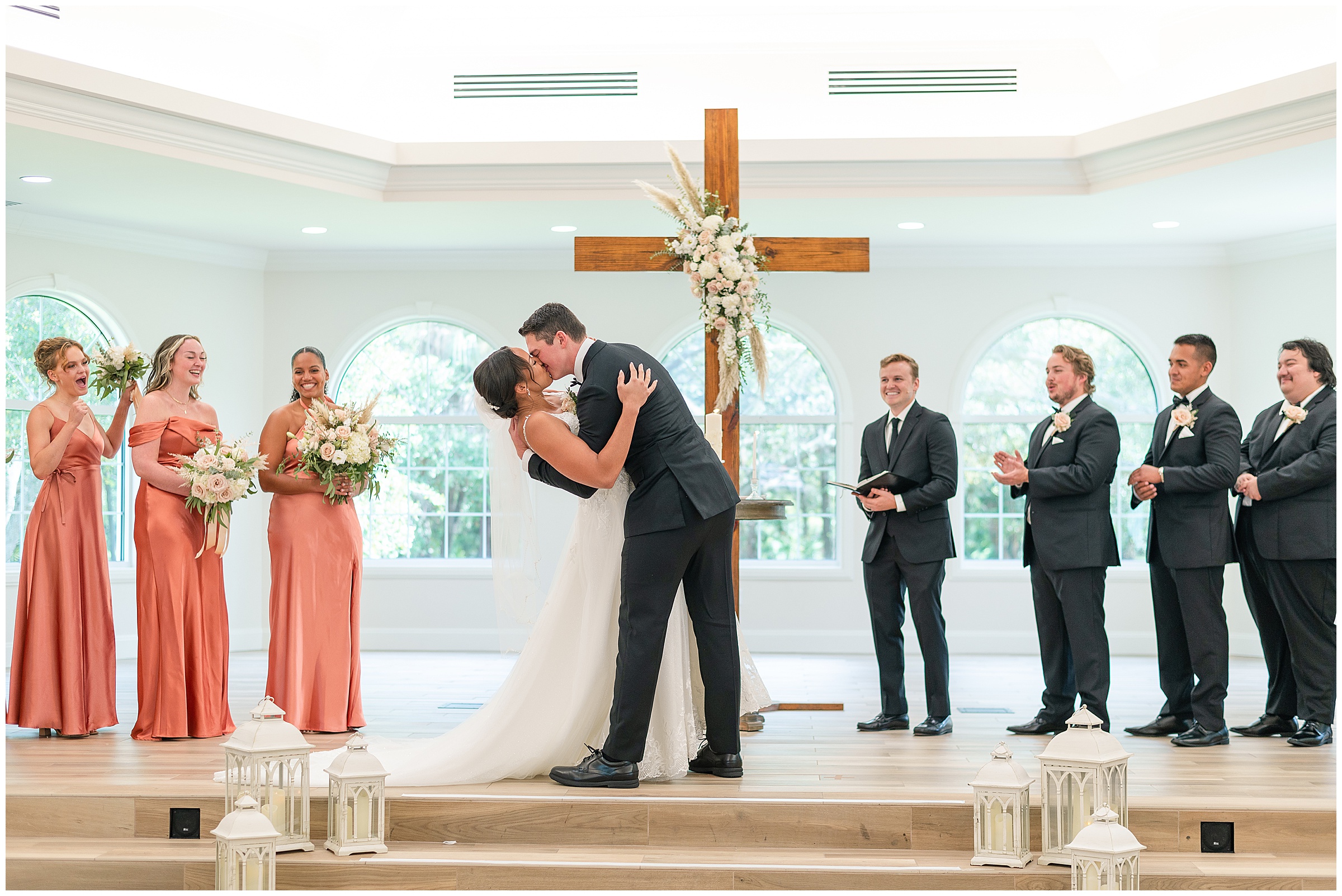 Harborside Chapel Wedding Ceremony - First Kiss
