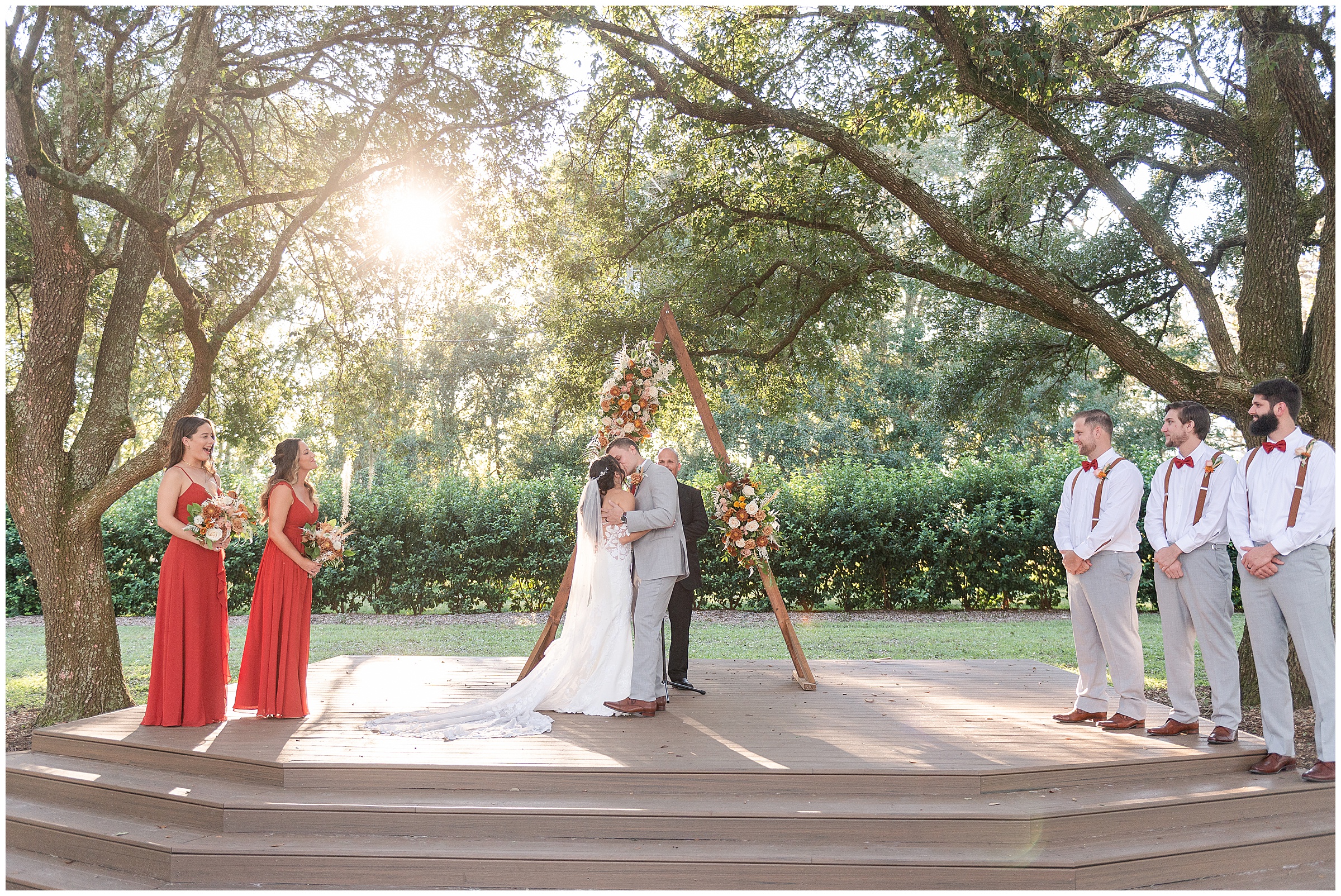 Darby Farm Wedding - Bride and Groom First Kiss