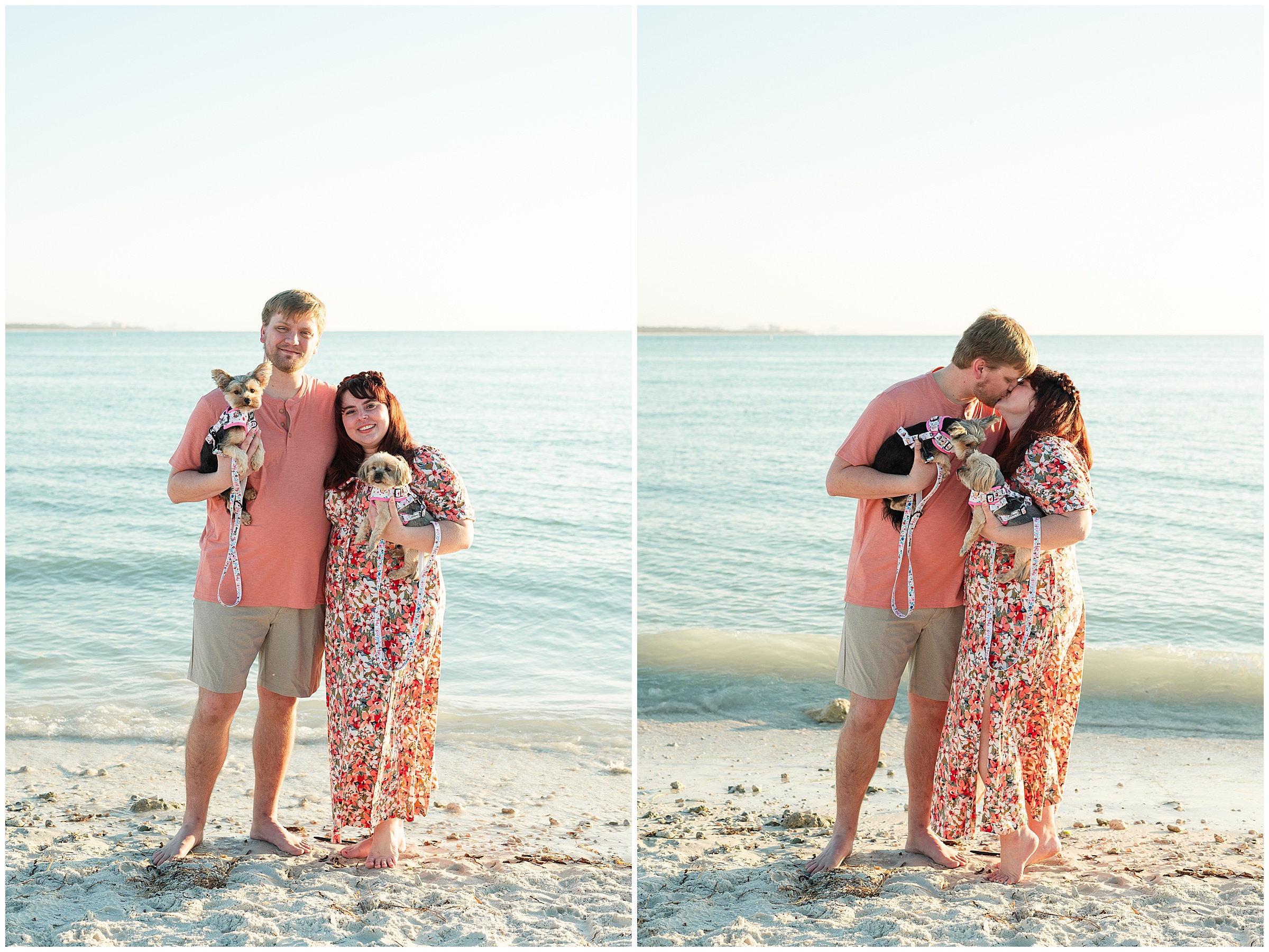 Honeymoon Island Engagement with their dogs